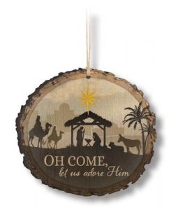 Oh Come Let us Adore Him Wooden Ornament